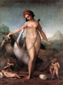 Leda und der Schwan Jacopo da Pontormo Vögel Ölgemälde